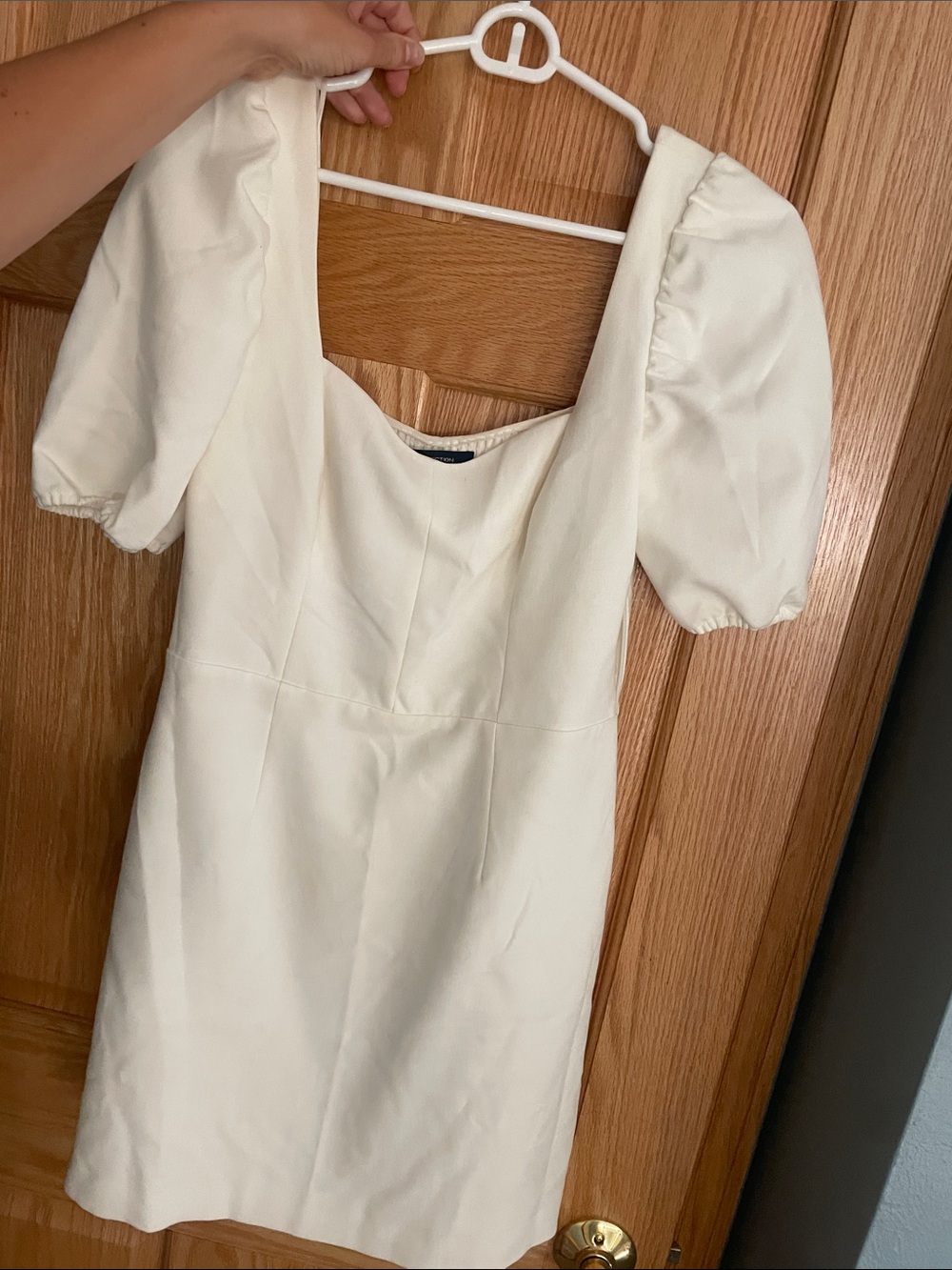 French Connection Ivory Puff-Sleeve Mini Dress